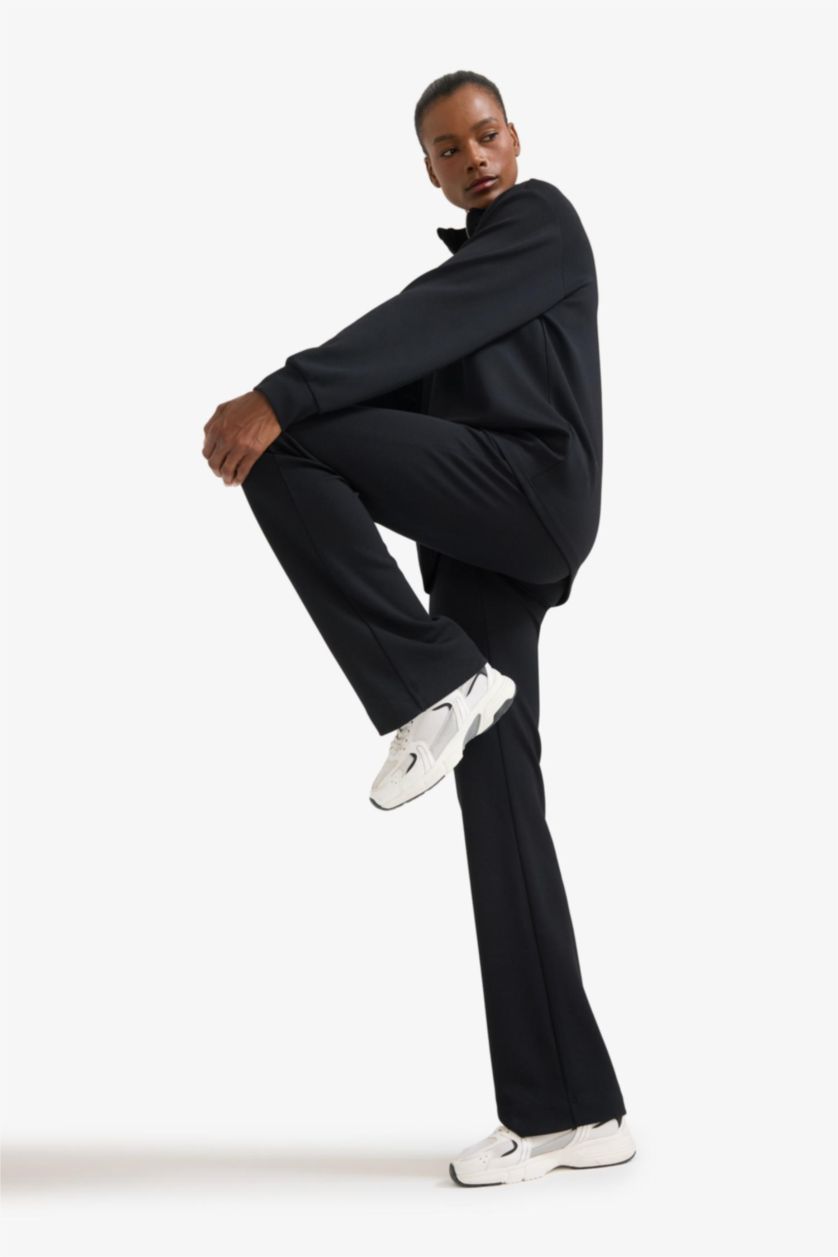 Women Black DeFactoFit Flare Fit Standard Length Soft Touch Sweatpants