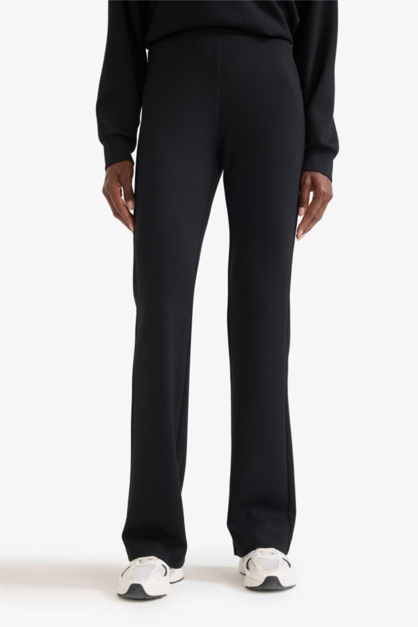 Women Black DeFactoFit Flare Fit Standard Length Soft Touch Sweatpants