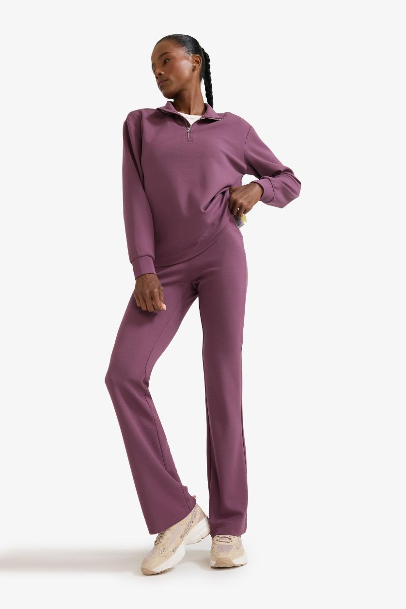 Kadın Bordo Flare Fit İspanyol Paça Standart Boy Modal Soft Touch Pantolon