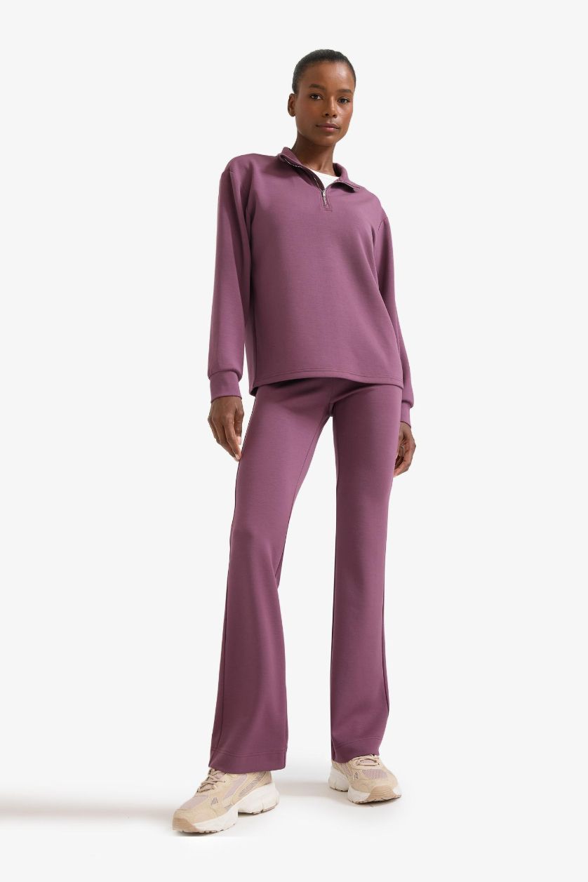 Kadın Bordo Flare Fit İspanyol Paça Standart Boy Modal Soft Touch Pantolon