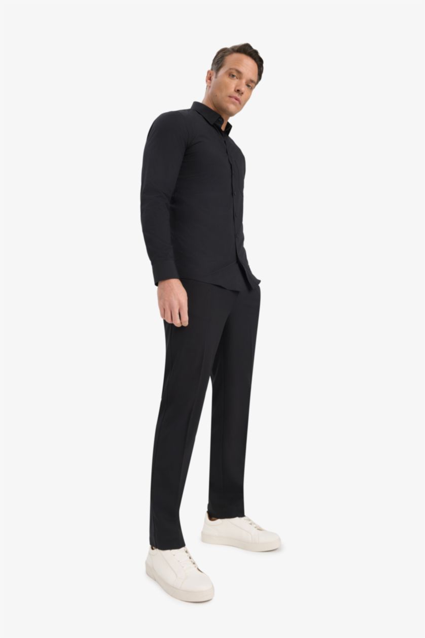 Ерлер қара Рубашка из поплина с воротником поло и длинными рукавами.