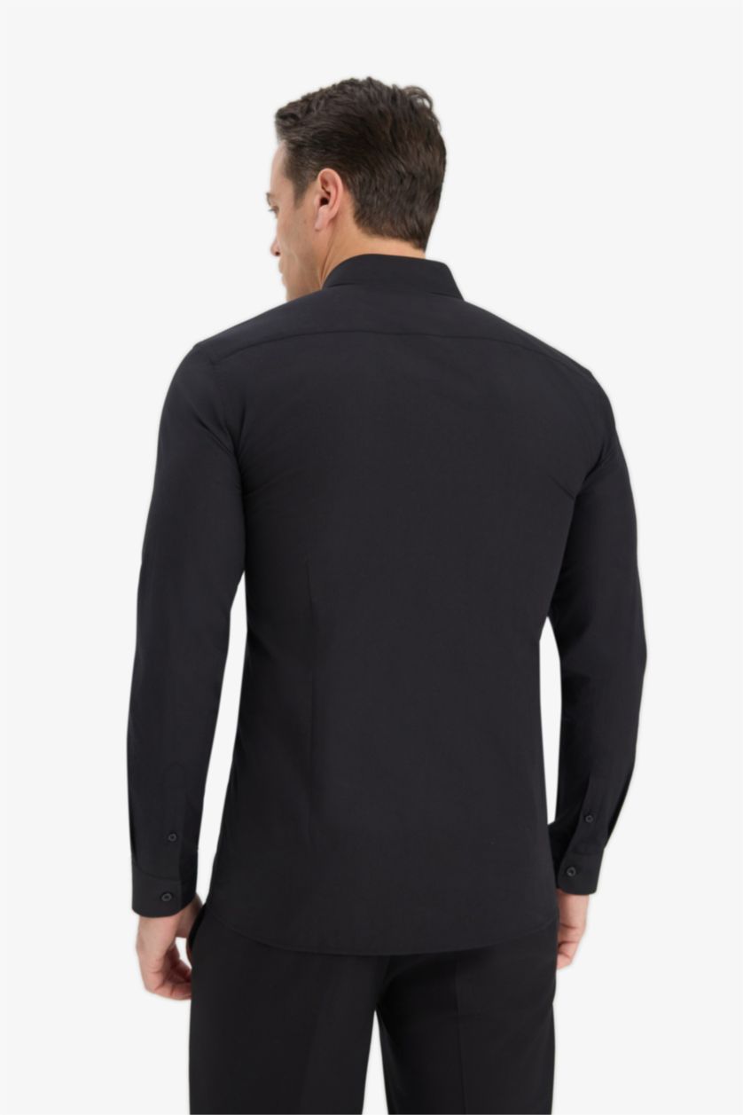 Ерлер қара Рубашка из поплина с воротником поло и длинными рукавами.