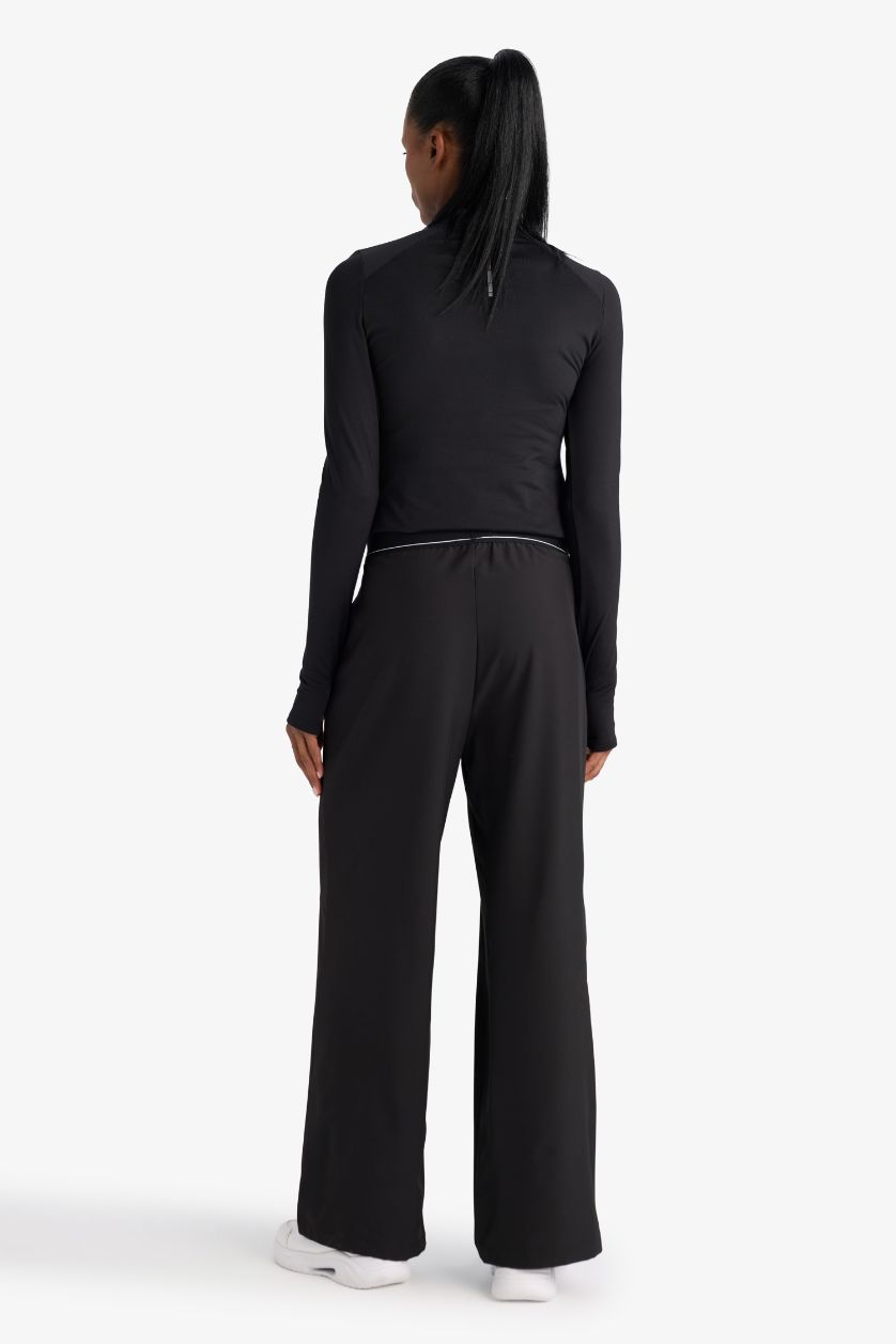 Женщины Черный Тканевые брюки DeFactoFit с широкими штанинами и эластичным поясом