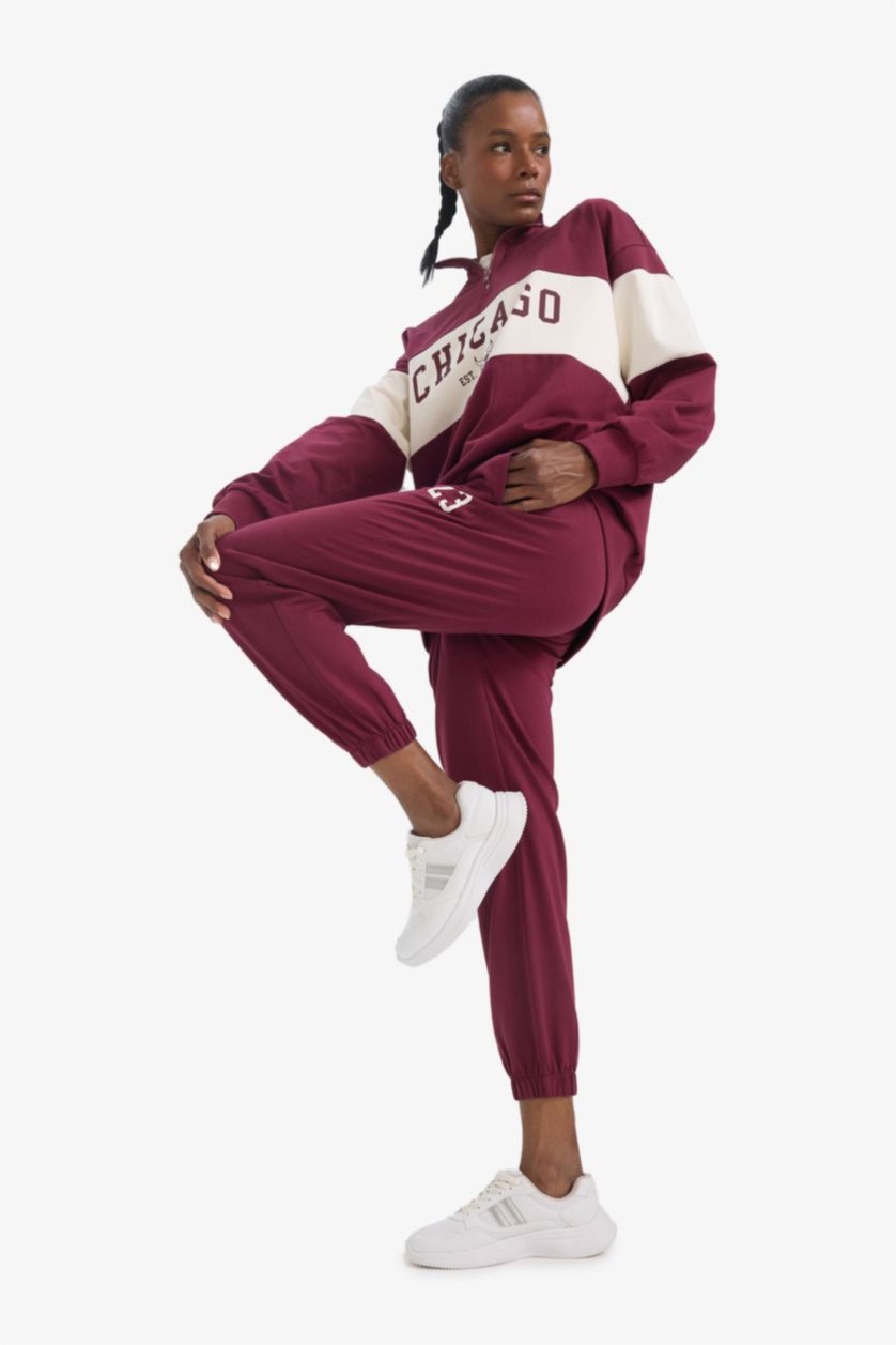 نساء خمري بنطرون بجامة رياضي جوجر قصة عادية بجيب من DeFactoFit