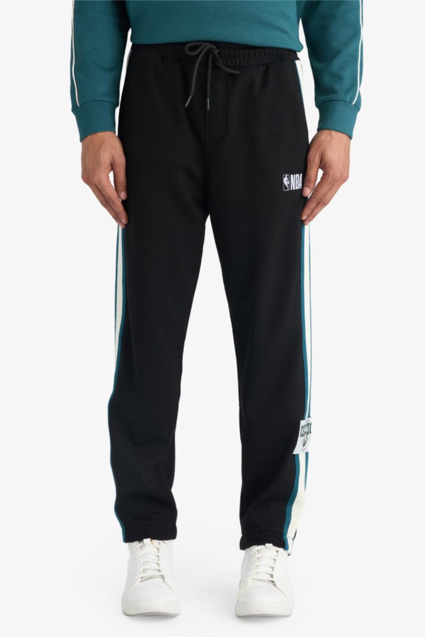 Erkek Siyah NBA Boston Celtics Standart Fit Modal Jogger