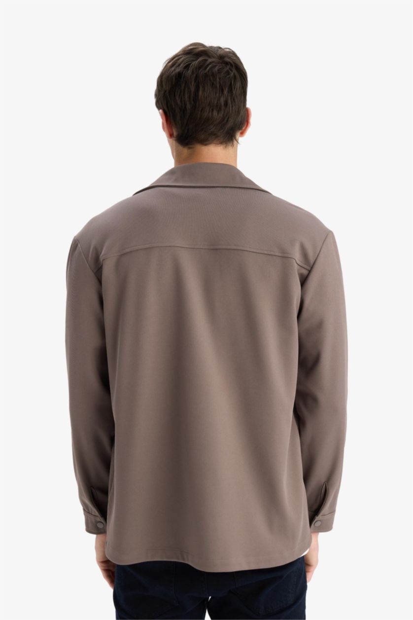 Ерлер ашық қоңыр Регулярный крой, твилловая рубашка с длинными рукавами