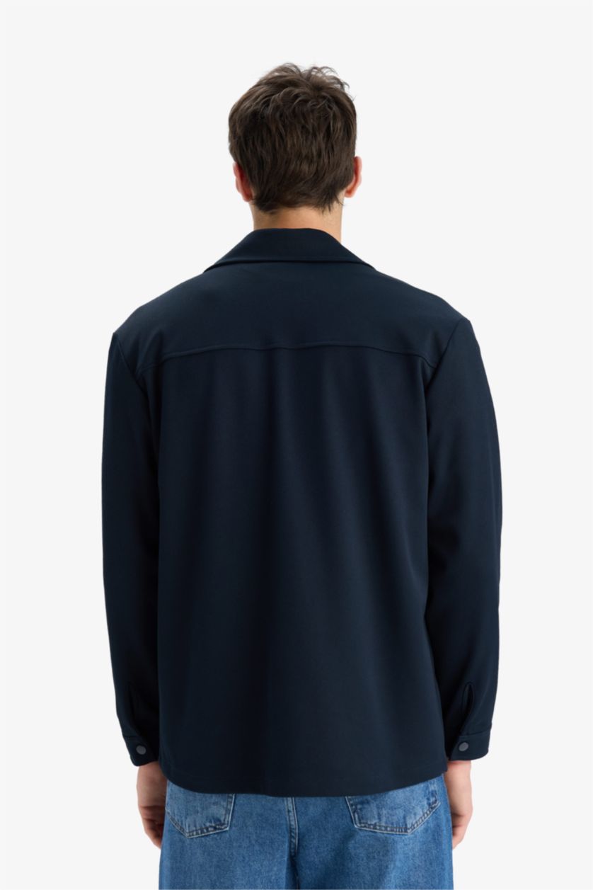 HOMME Marin Chemise en sergé à manches longues Coupe régulière