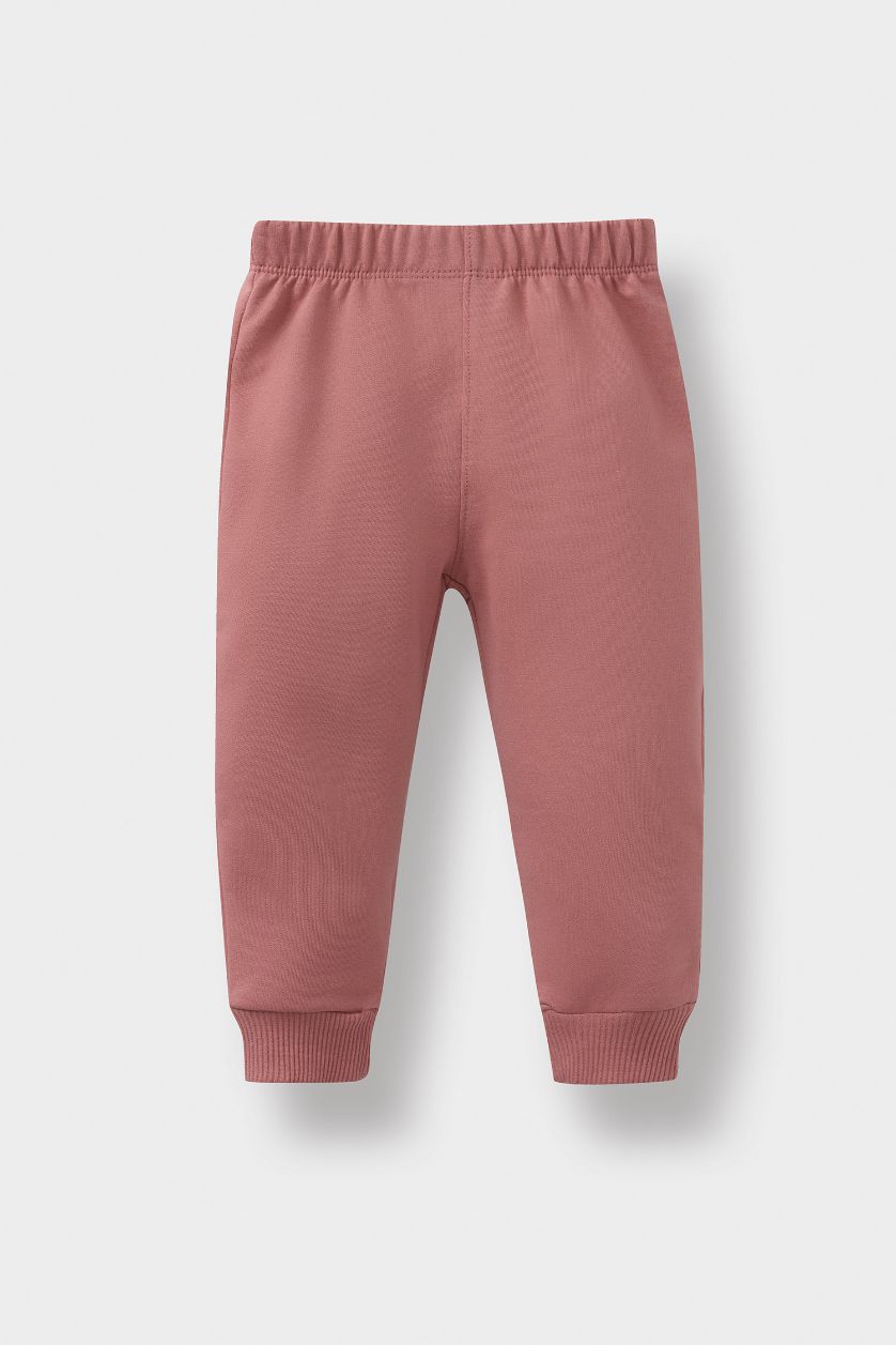 Kız Bebek Gülkurusu 2'li Takım Baskılı Sweatshirt Eşofman Altı Kız Bebek