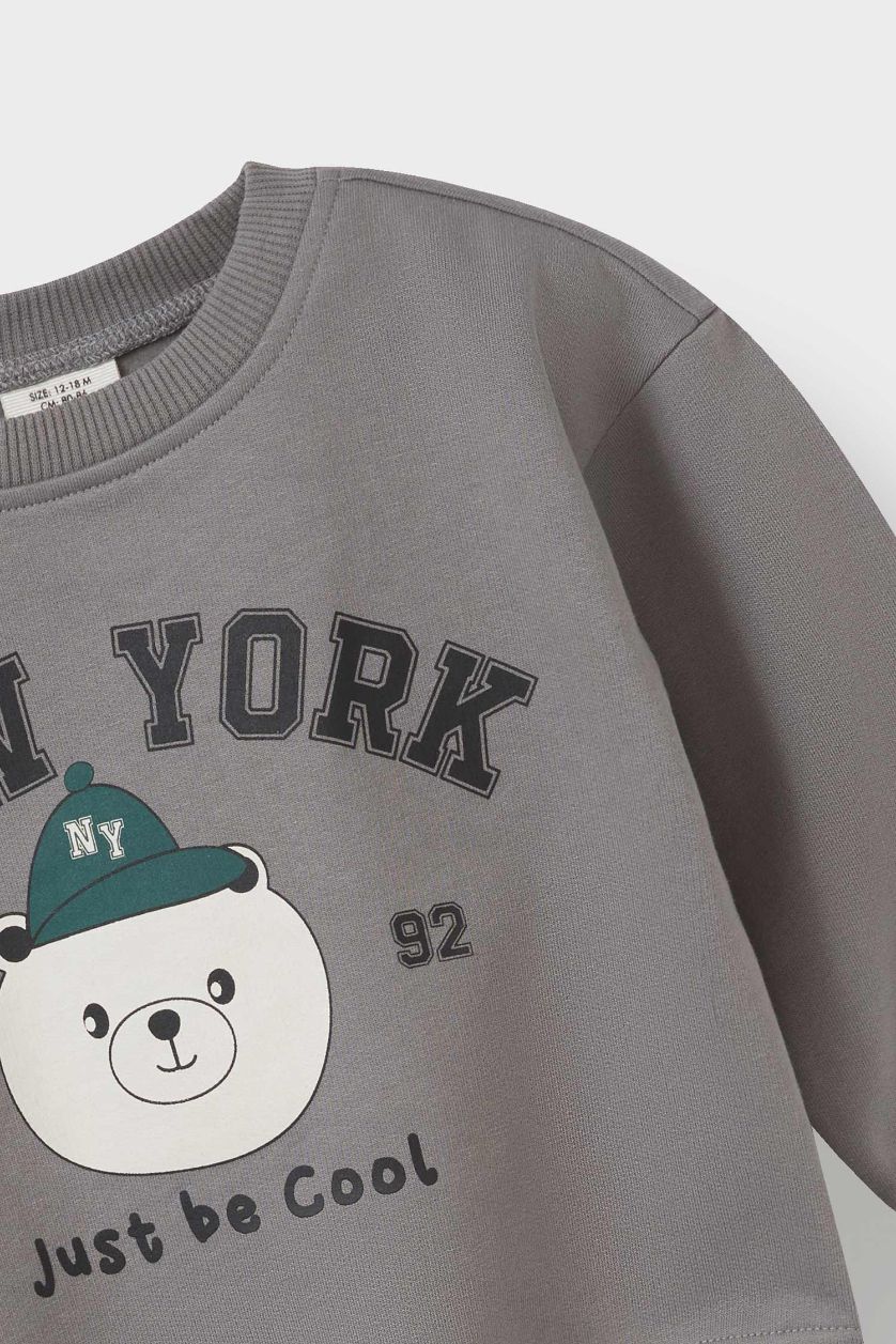 طفل صغير رمادي فاتح سيت بيبي ولادي سويت شيرت وبنطلون بجامة رياضي - قطعتين