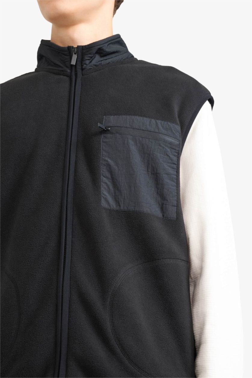 رجالي أسود فيست قطيفة قصة عادية بياقة عالية بسوستة