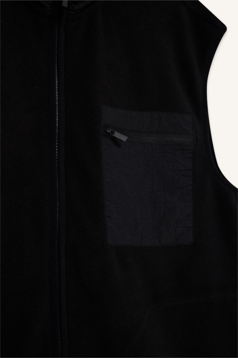 رجالي أسود فيست قطيفة قصة عادية بياقة عالية بسوستة