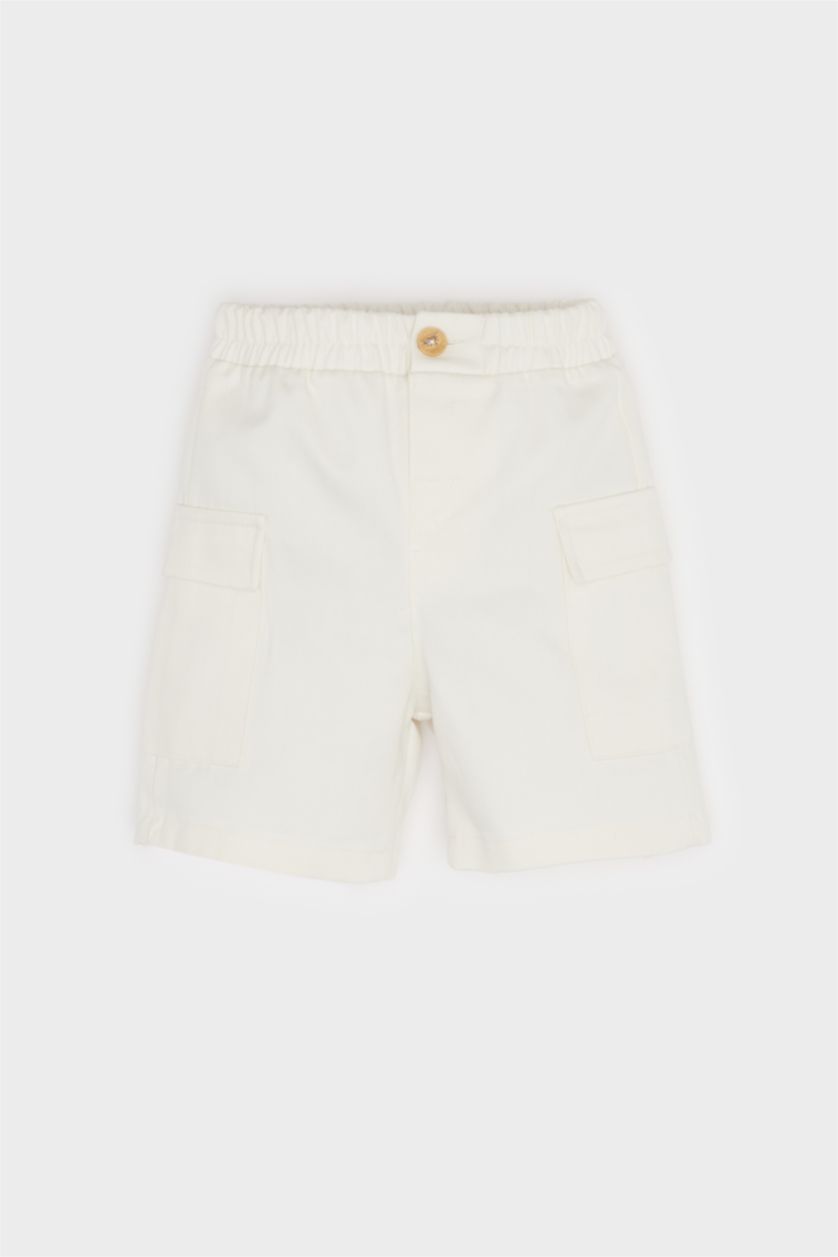 BABY BOY Light Yellow Baby Boy Tiger Printed T-Shirt Elastic Waist Shorts 2 Piece Set