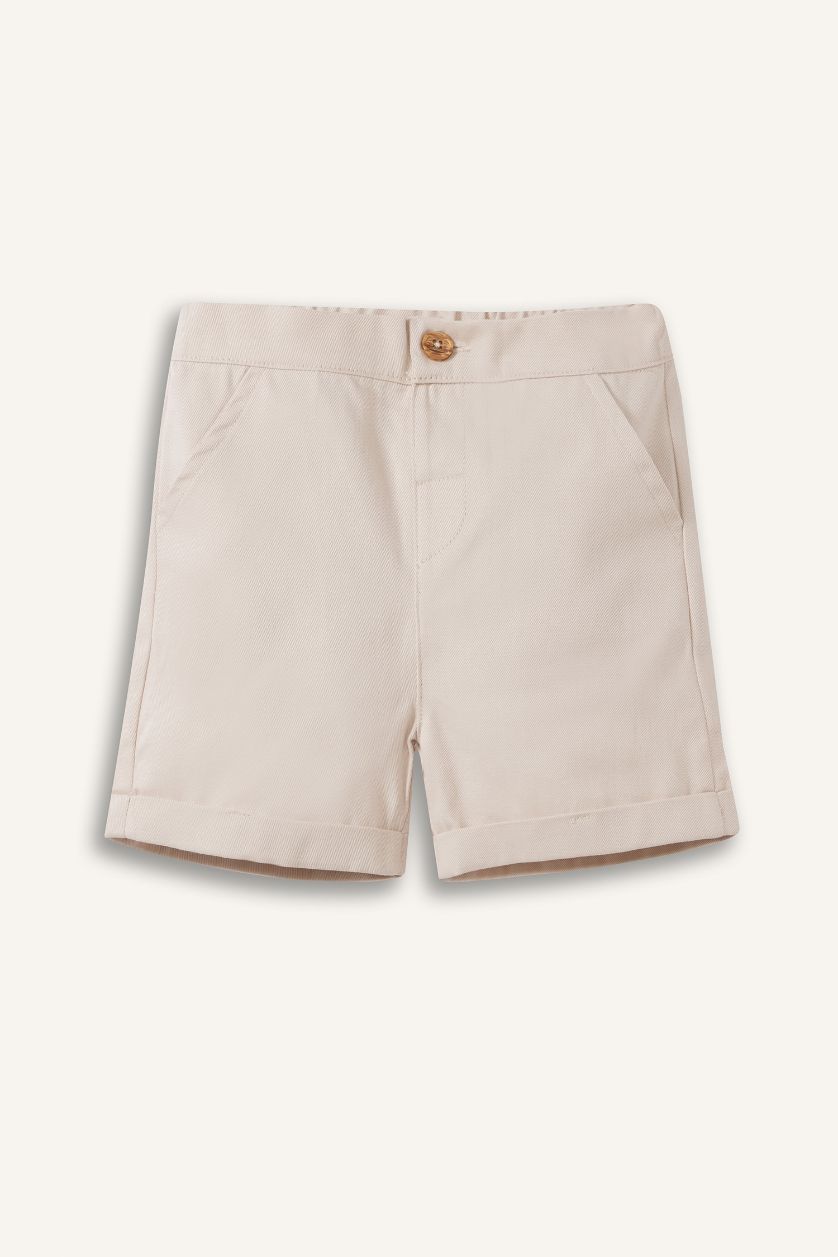 BABY BOY Light Khaki Baby Boy Shirt Shorts 2 Piece Set