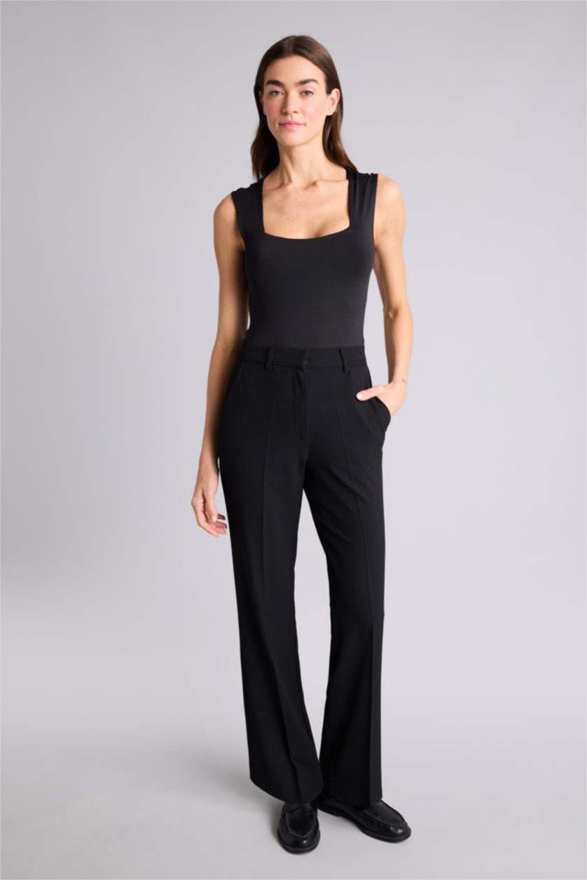 Kadın Siyah Kare Yaka Bodysuit