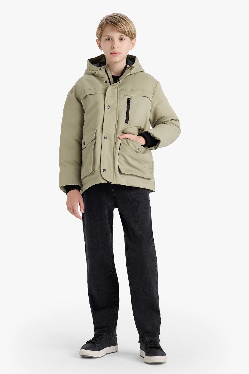 أولادي كاكي فاتح جاكيت بامب اولادي وتر بروف بكابيشون بجيوب