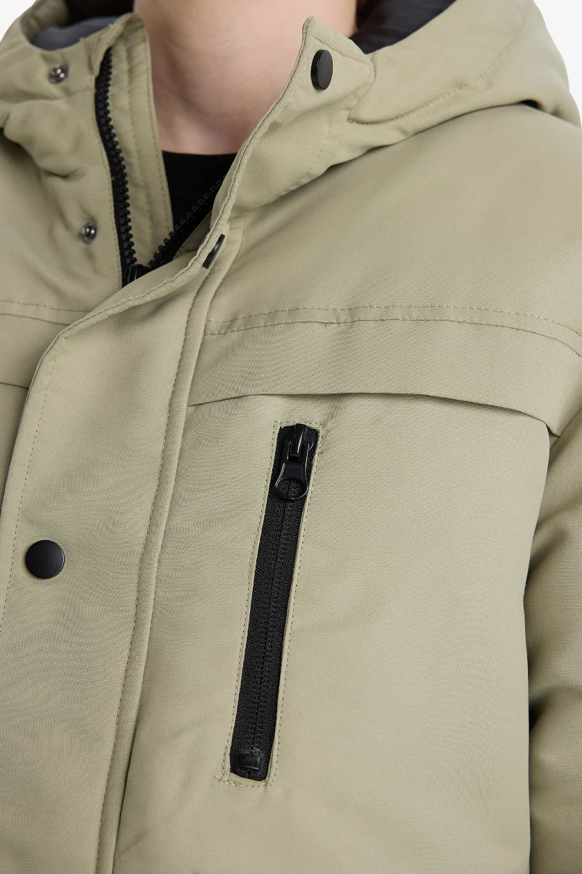 أولادي كاكي فاتح جاكيت بامب اولادي وتر بروف بكابيشون بجيوب