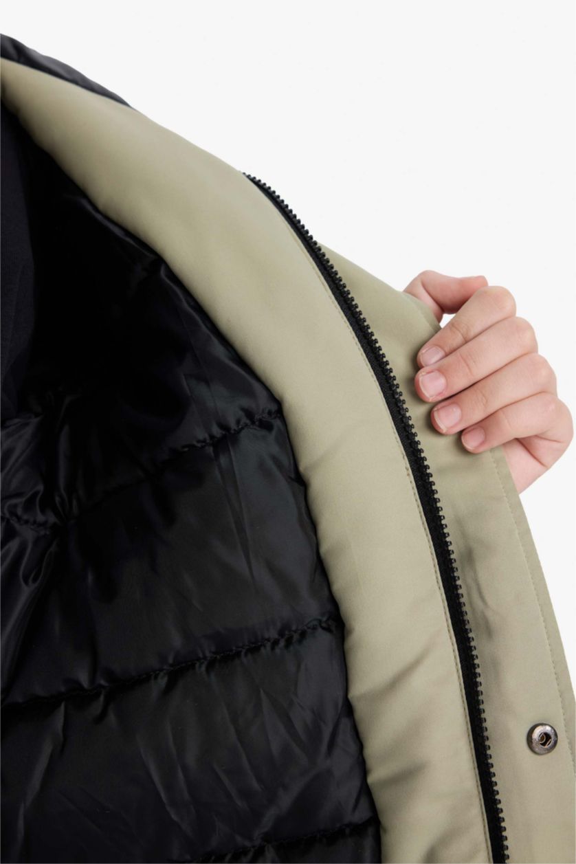 أولادي كاكي فاتح جاكيت بامب اولادي وتر بروف بكابيشون بجيوب