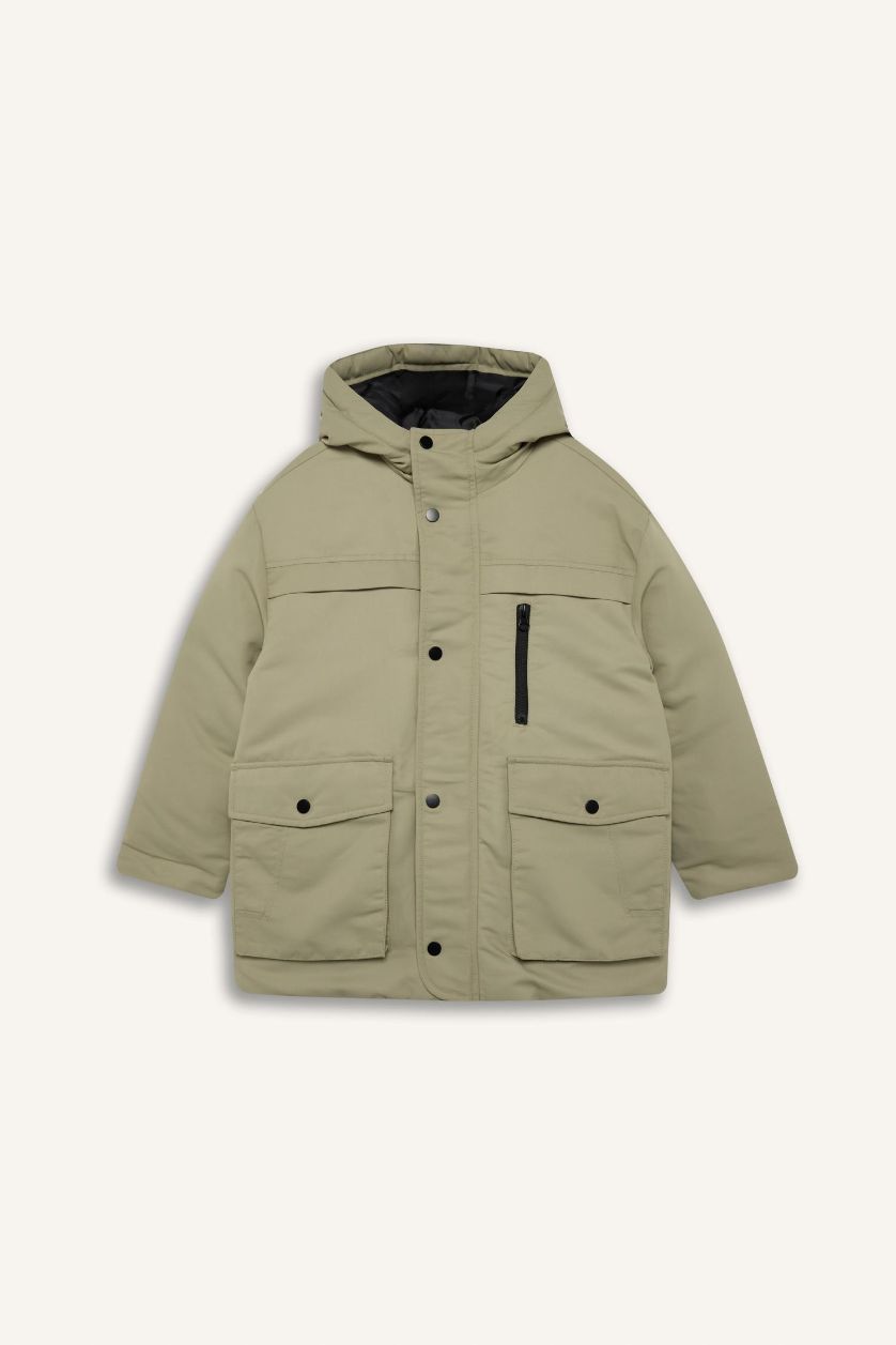 أولادي كاكي فاتح جاكيت بامب اولادي وتر بروف بكابيشون بجيوب