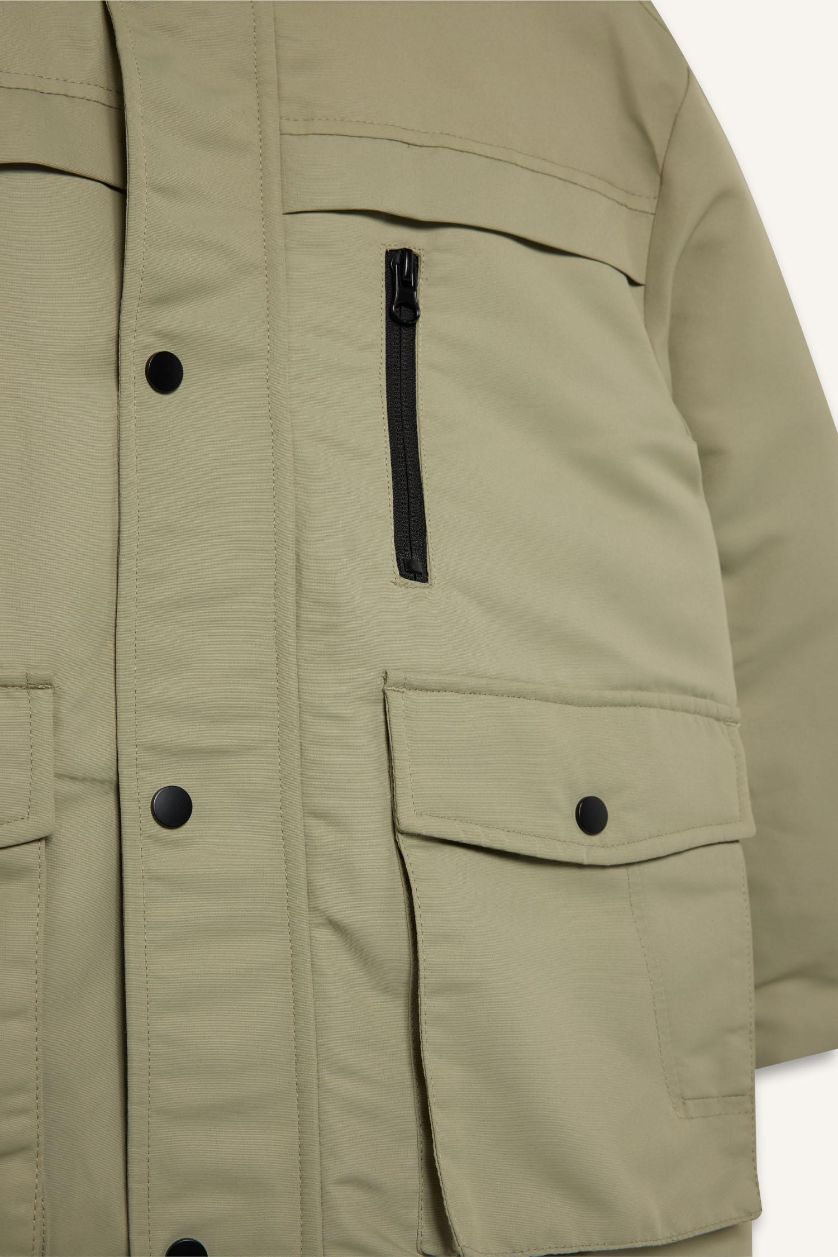 أولادي كاكي فاتح جاكيت بامب اولادي وتر بروف بكابيشون بجيوب