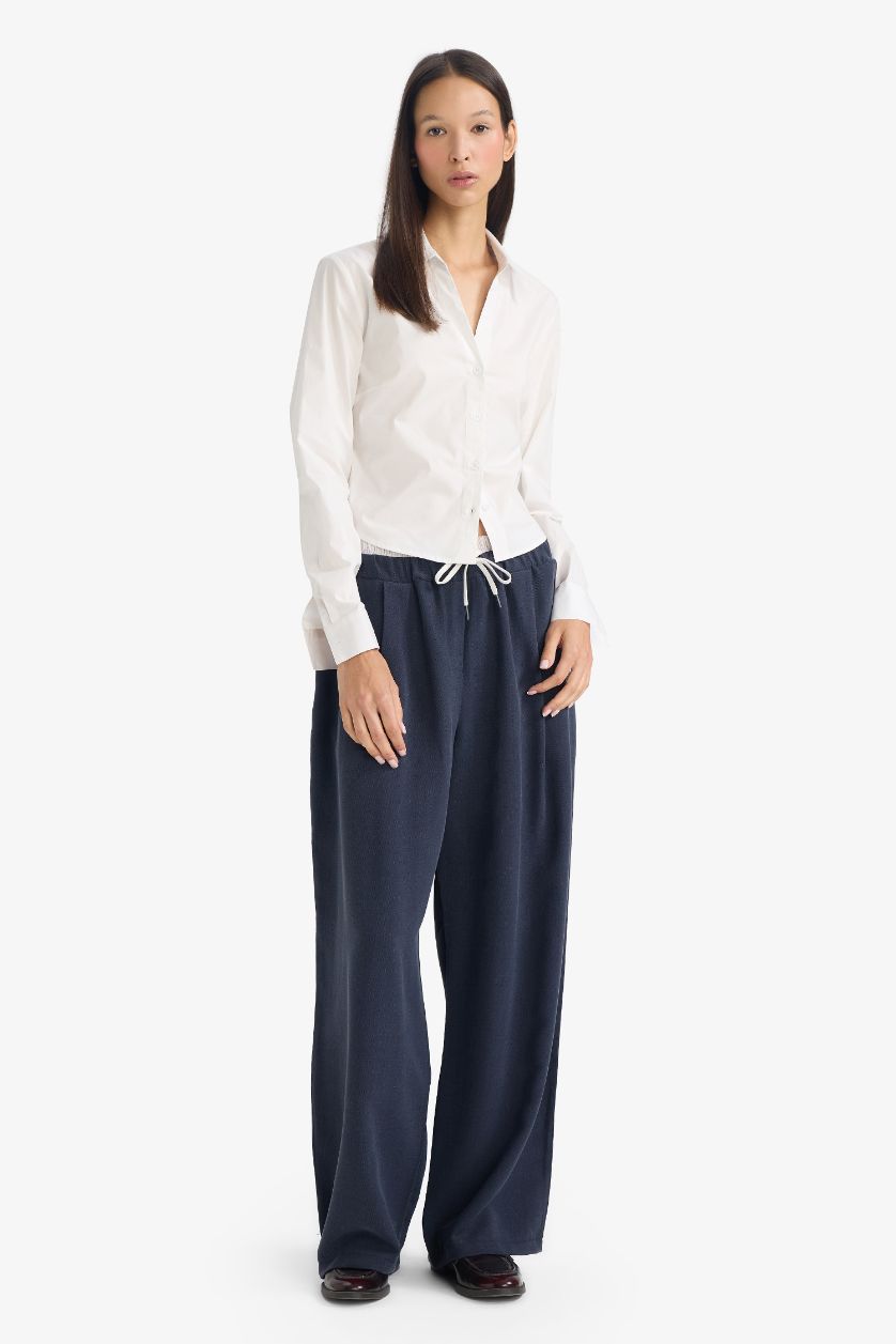 Әйелдерге АҚ Fitted қайырма жағалы ұзын жеңді бенгалин жейде