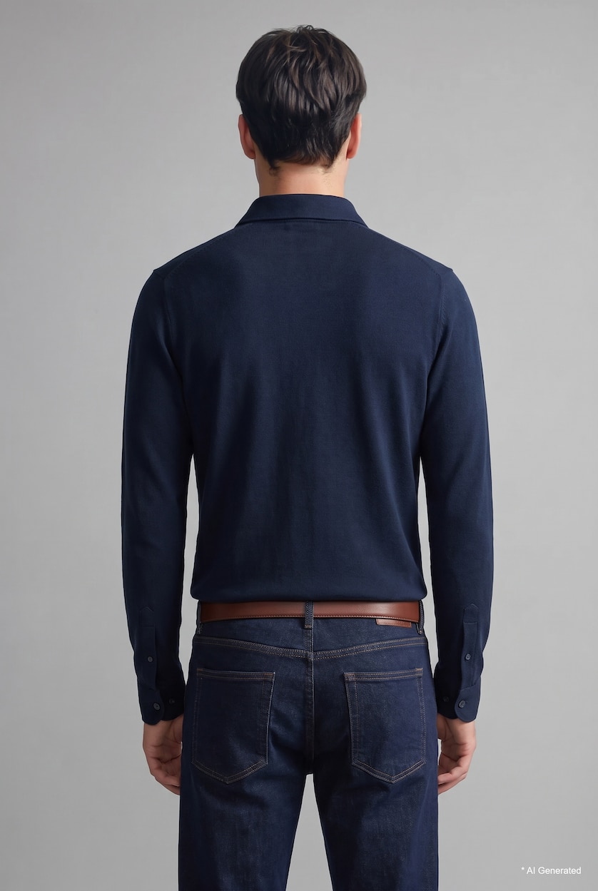 HOMME Marin Chemise basique à manches longues Coupe slim