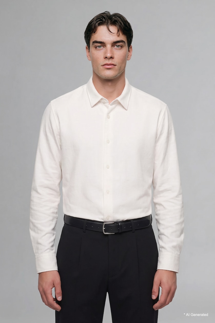 رجالي اوف وايت Slim Fit Basic Long Sleeve Shirt