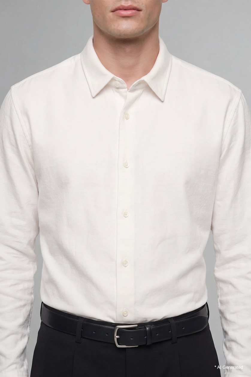 رجالي اوف وايت Slim Fit Basic Long Sleeve Shirt