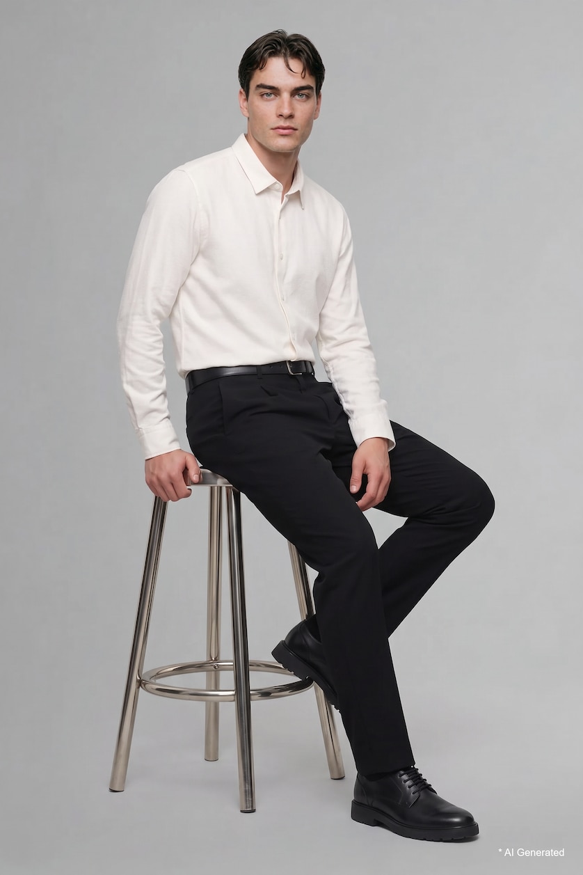 رجالي اوف وايت Slim Fit Basic Long Sleeve Shirt