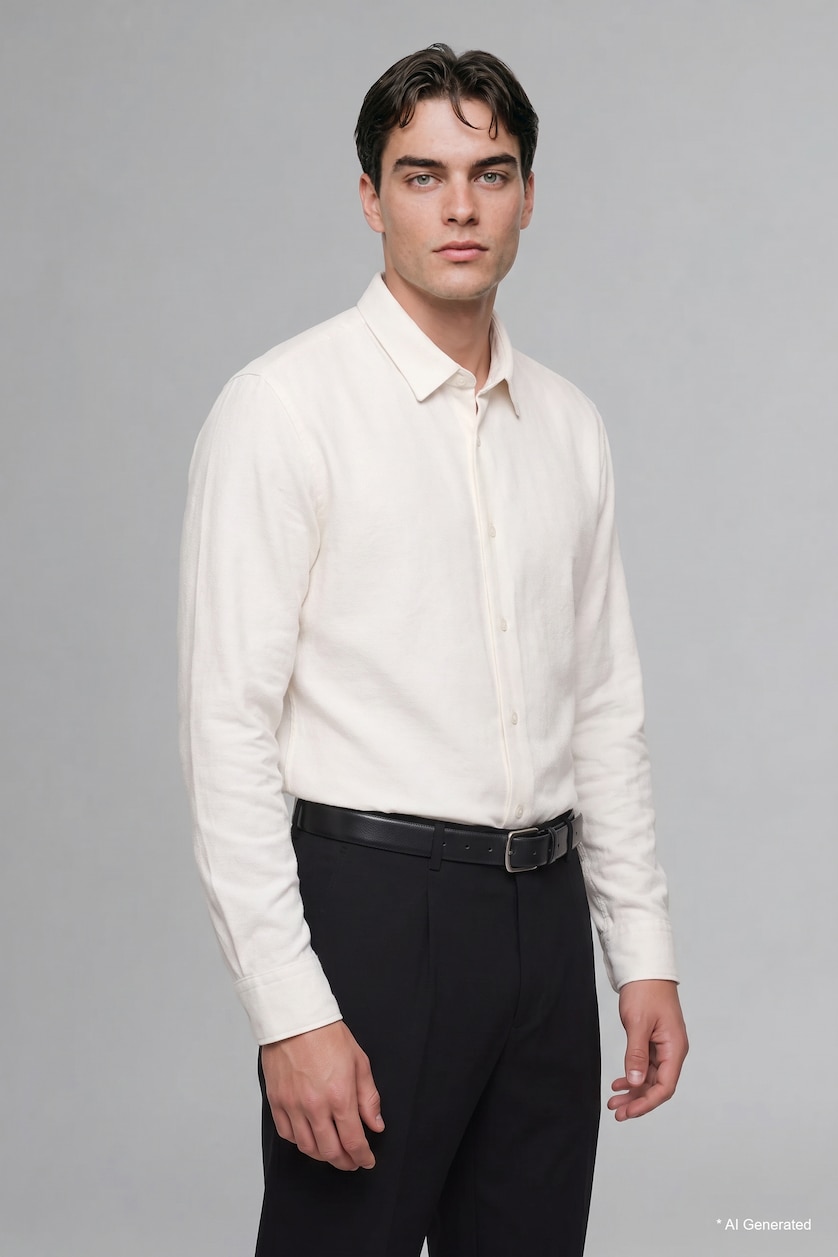 رجالي اوف وايت Slim Fit Basic Long Sleeve Shirt