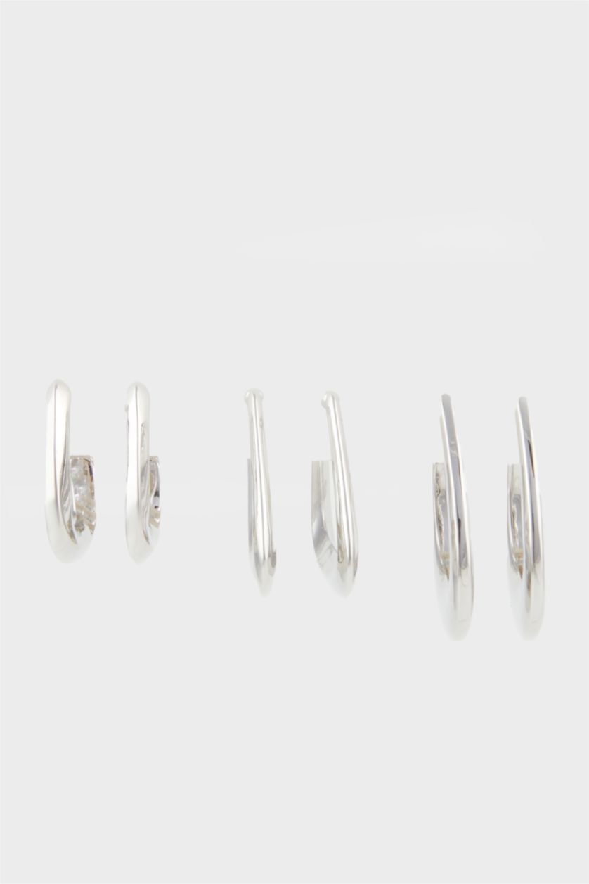 Kadın Gümüş Kadın 3'lü Silver Küpe