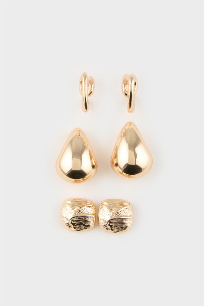 FEMME Altın Lot de 3 paires de Boucles d’oreilles dorées pour femme