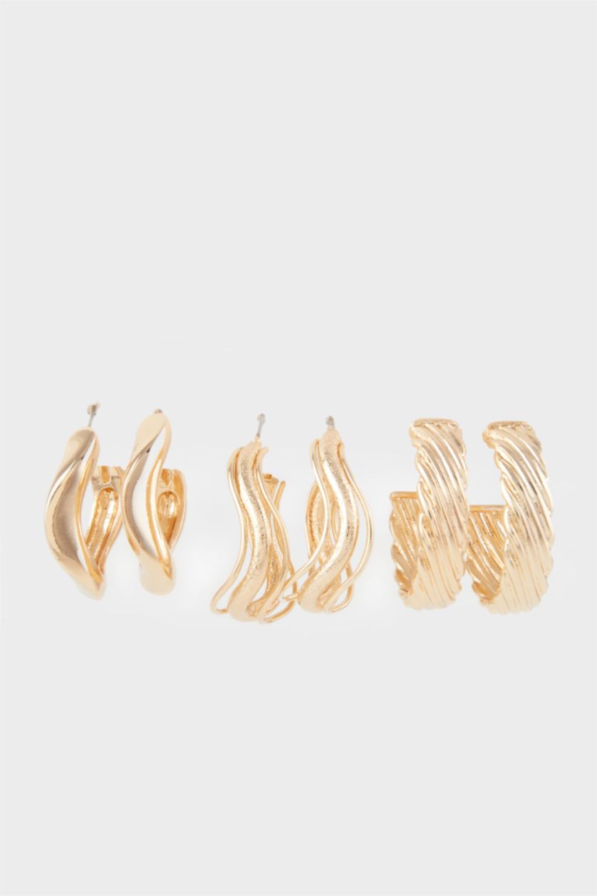 Kadın Altın Kadın 3'lü Gold Küpe