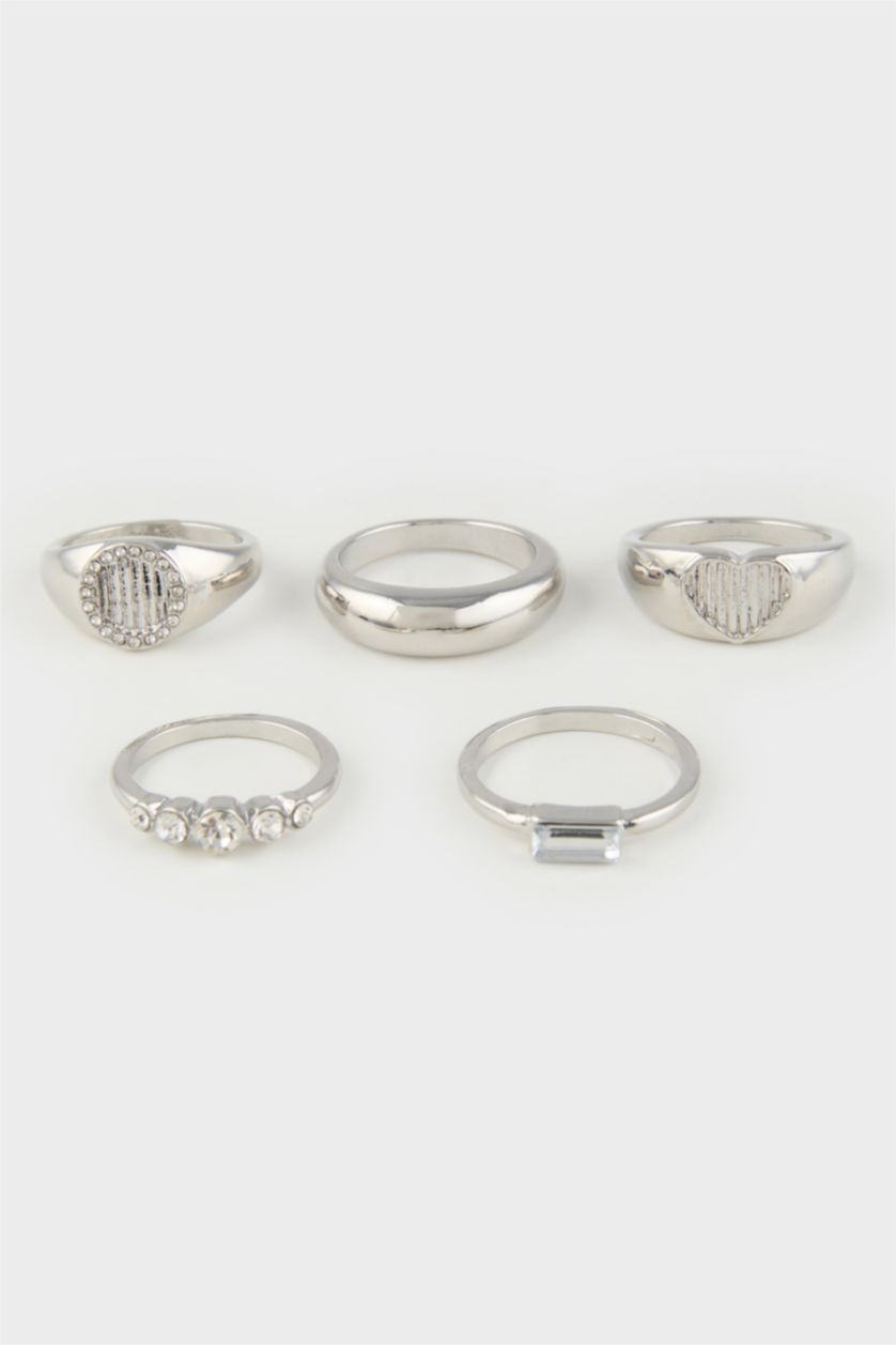Kadın Gümüş Afra x DeFacto Taşlı 5'li Silver Yüzük
