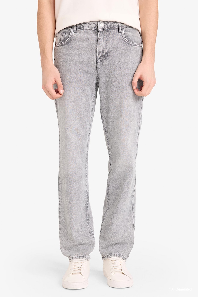 MAN Light Grey Straight Fit Jeans