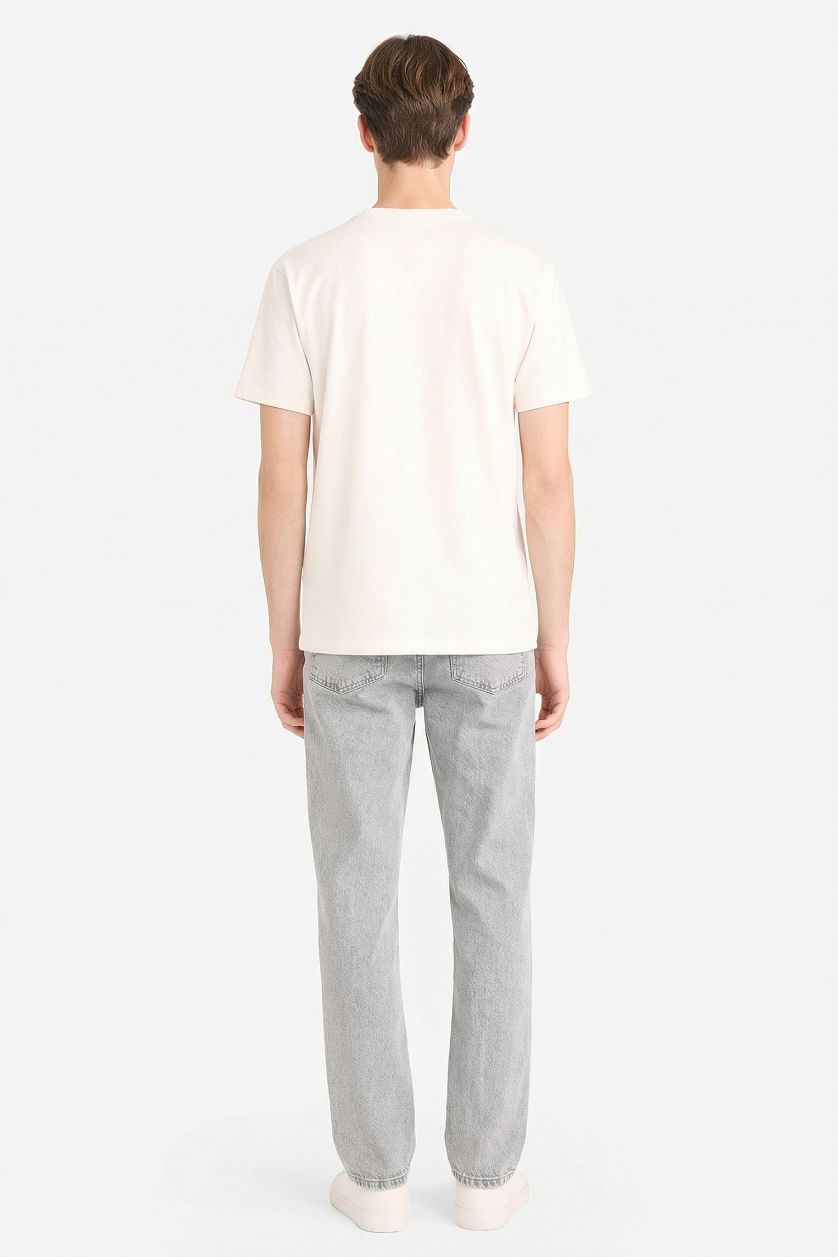 رجالي رمادي فاتح بنطلون جينز قصة مستقيمة