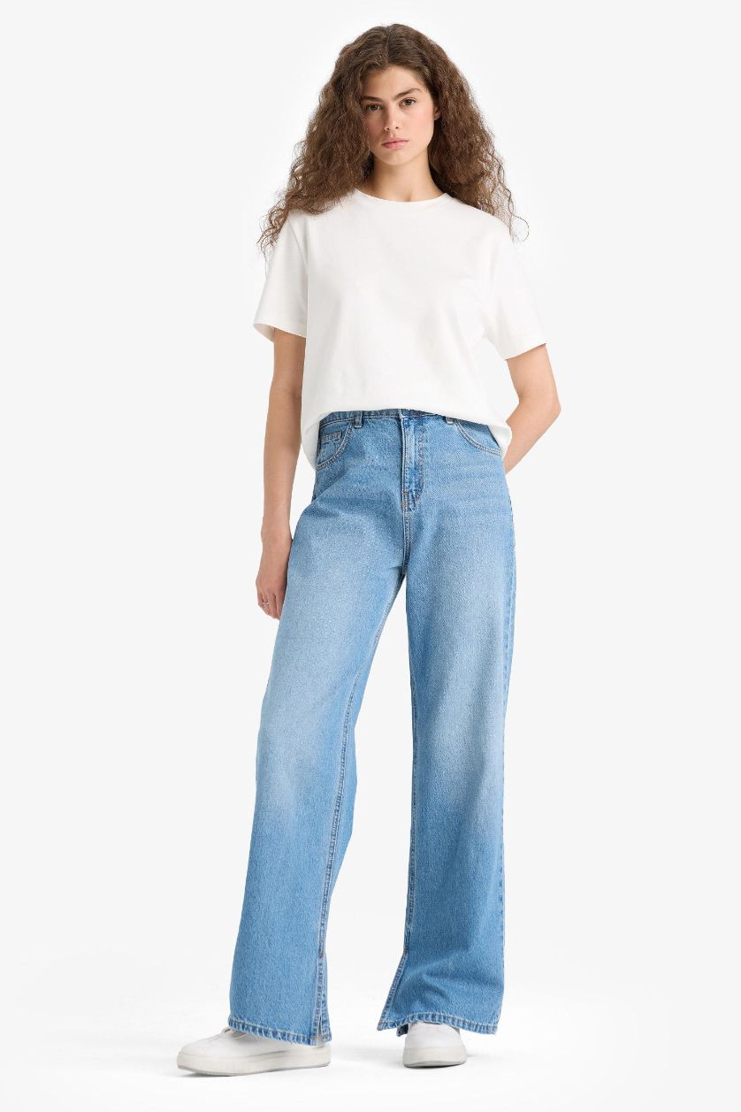 WOMAN Blue Wide Leg High Waist Long Jeans