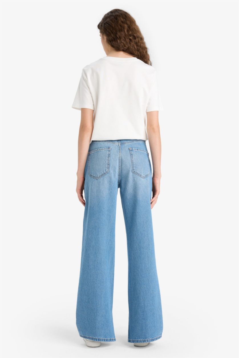 WOMAN Blue Wide Leg High Waist Long Jeans