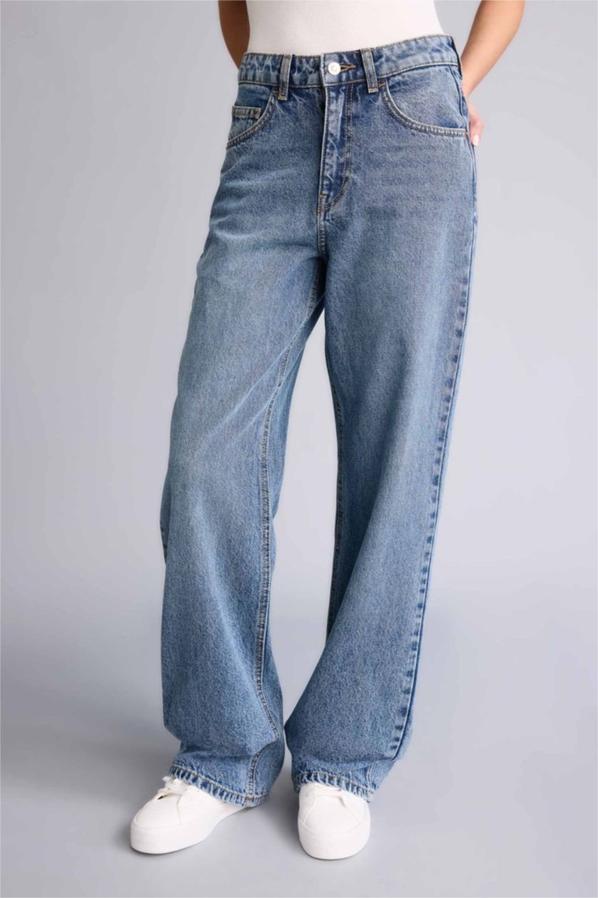 WOMAN Blue Regular Hem Denim Trousers