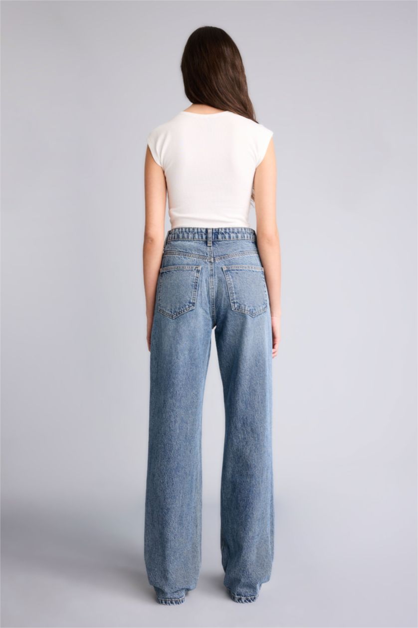 WOMAN Blue Regular Hem Denim Trousers