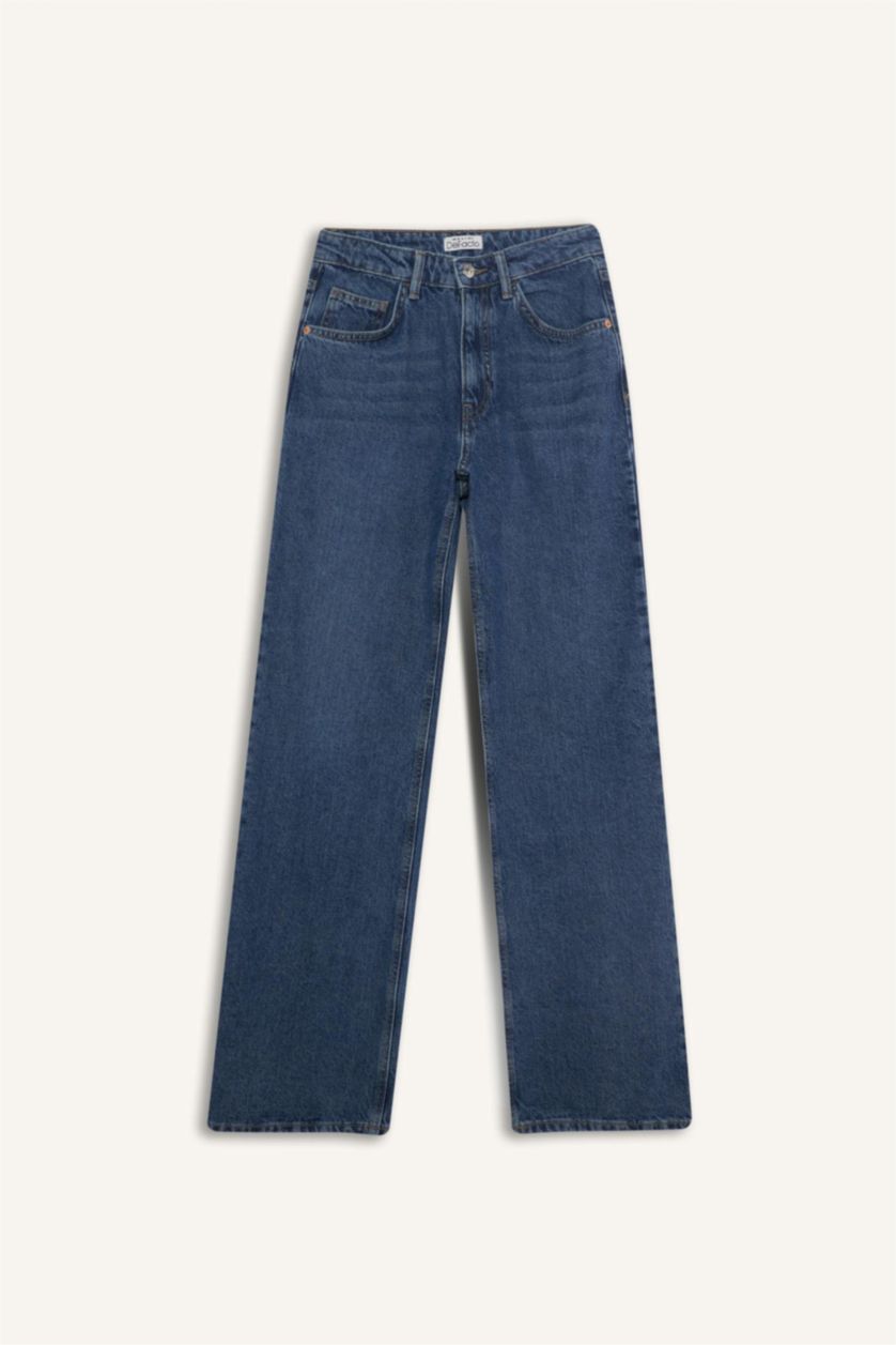 Woman Dark Blue High Waist Trousers