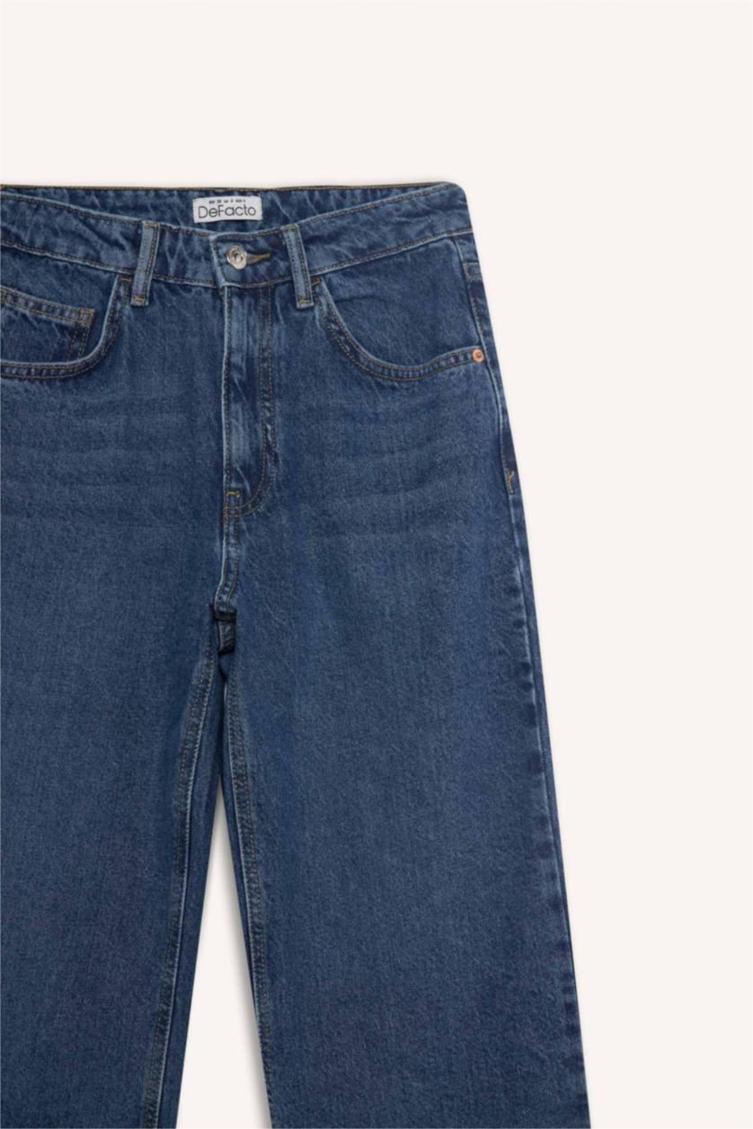 Woman Dark Blue High Waist Trousers