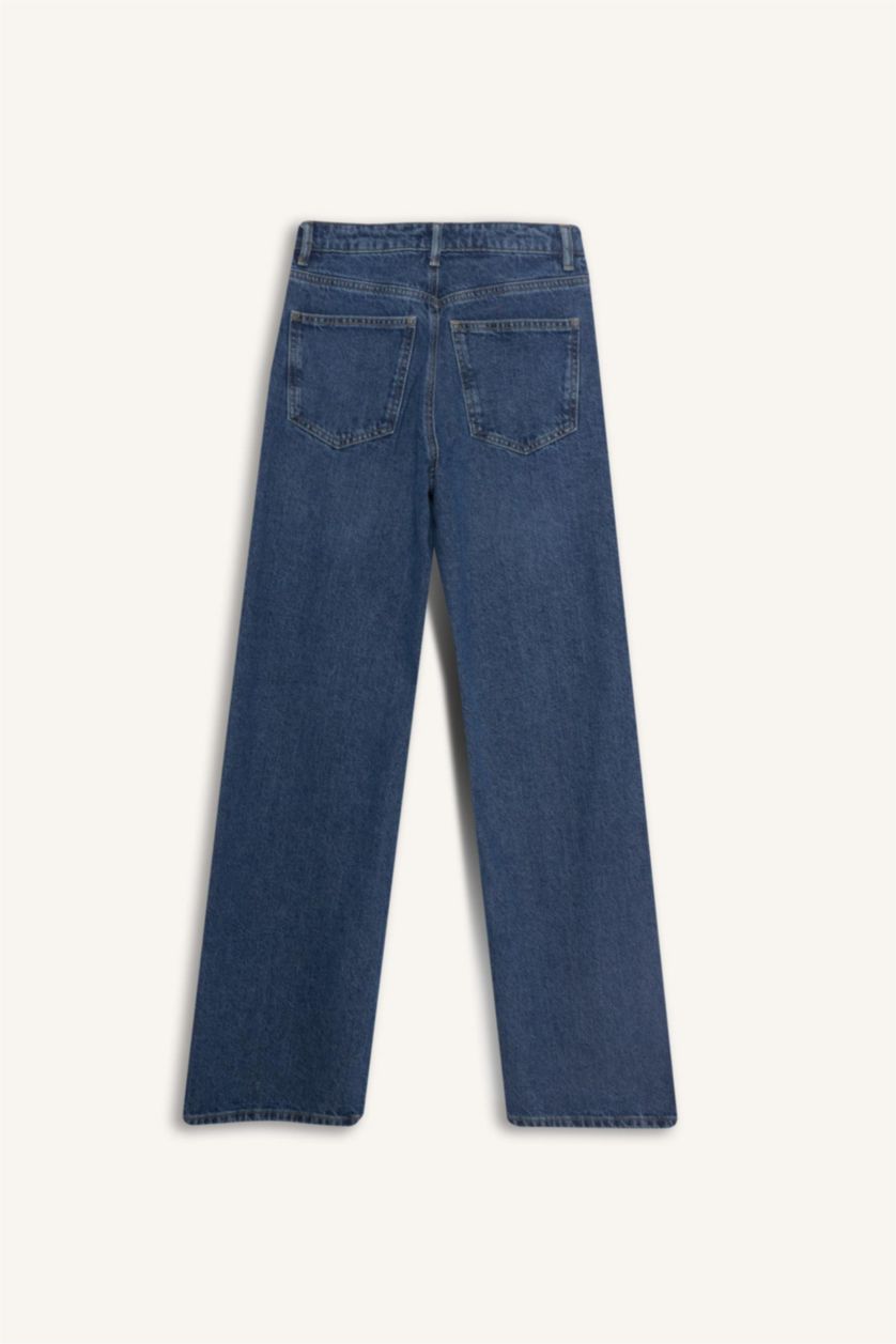 Woman Dark Blue High Waist Trousers