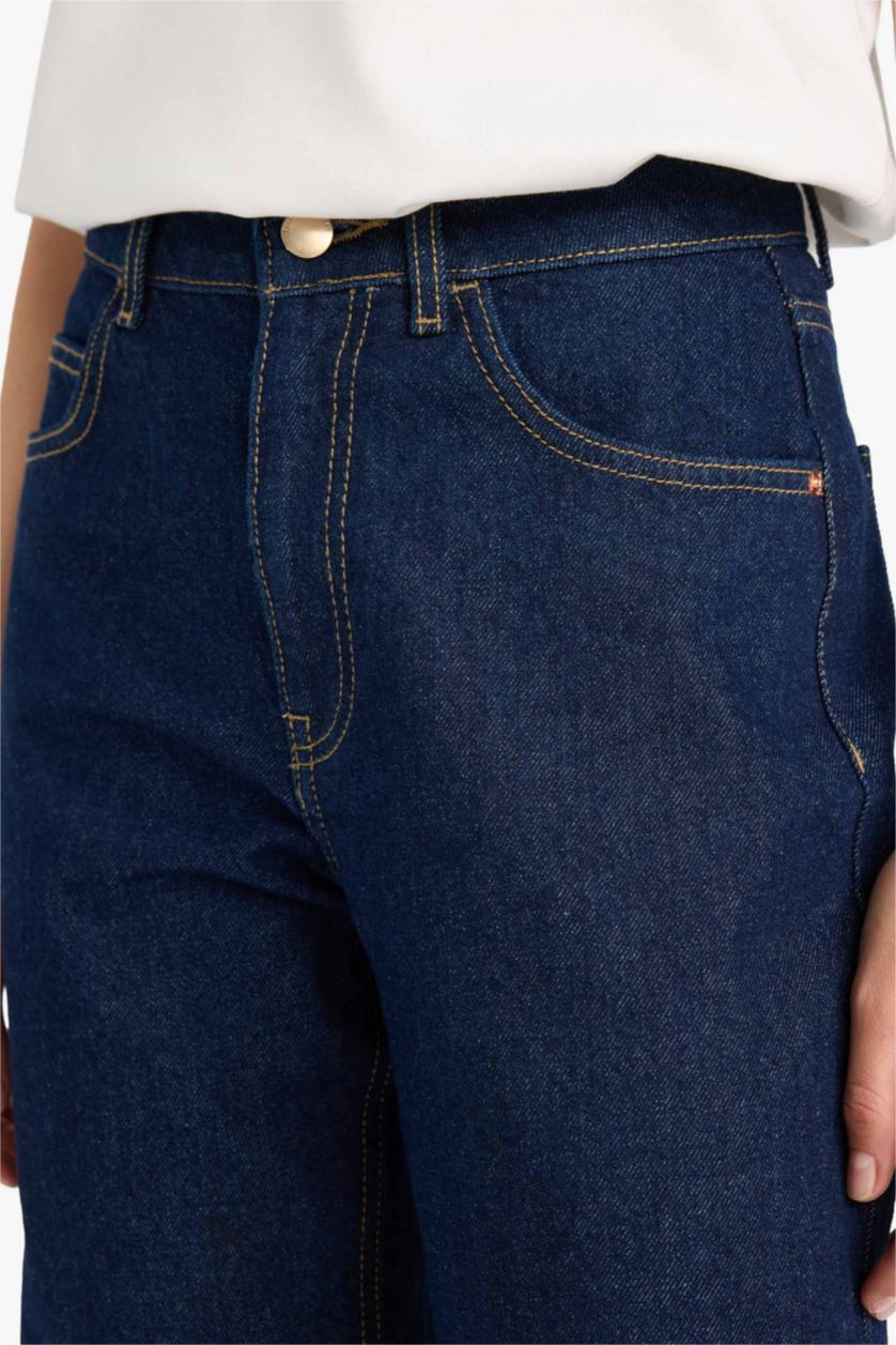 WOMAN Blue Black High Waist Trousers