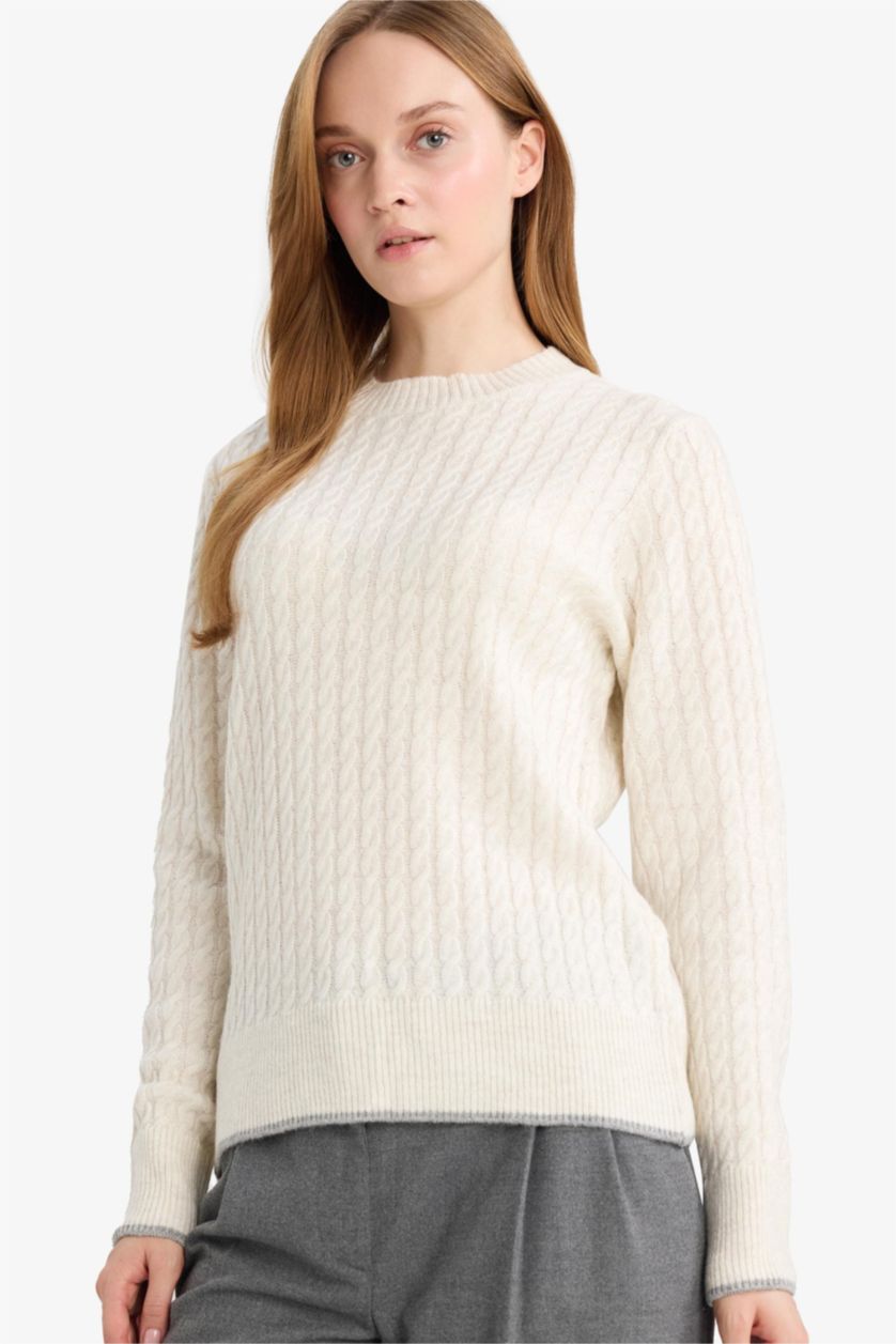 WOMAN Ecru Regular Fit Pullover