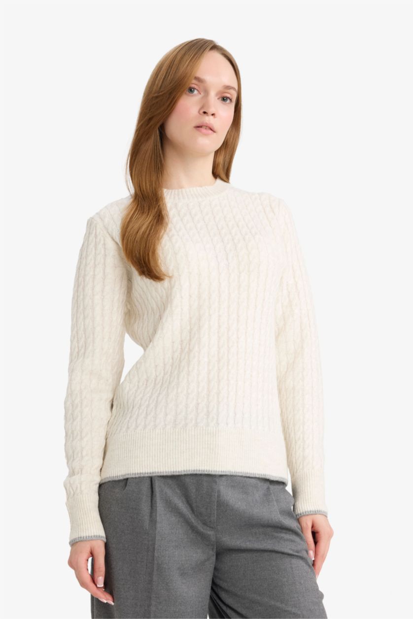 WOMAN Ecru Regular Fit Pullover