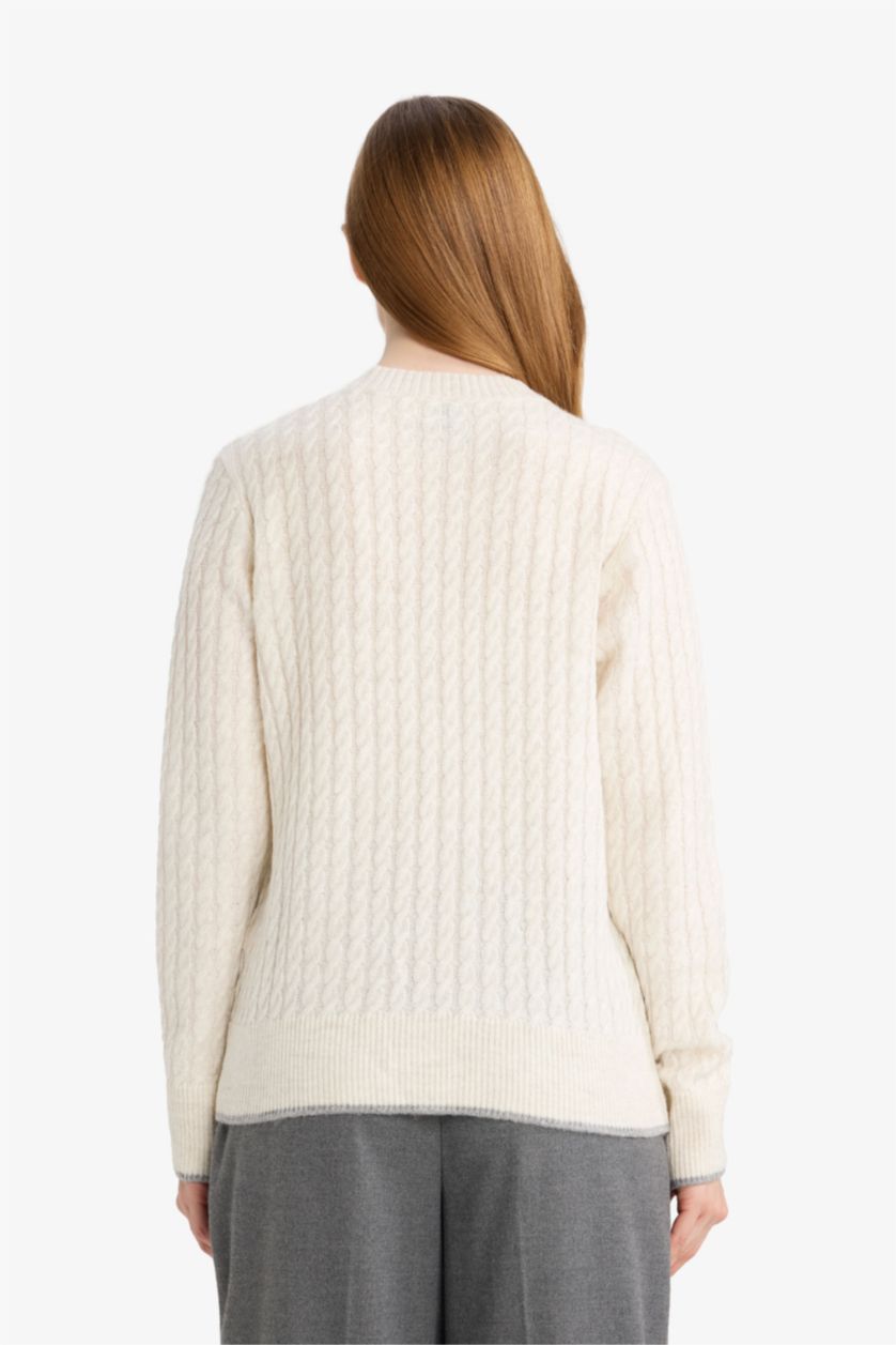 WOMAN Ecru Regular Fit Pullover