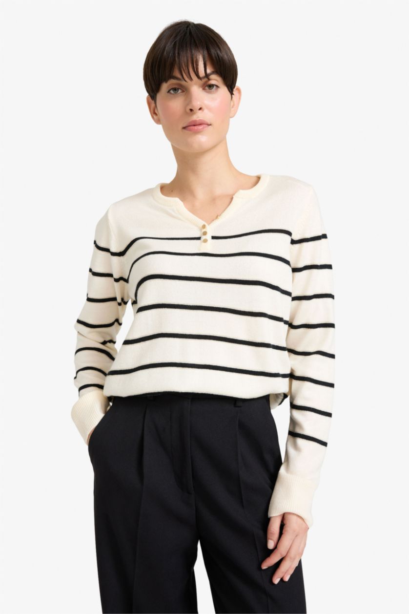WOMAN Ecru Regular Fit Pullover
