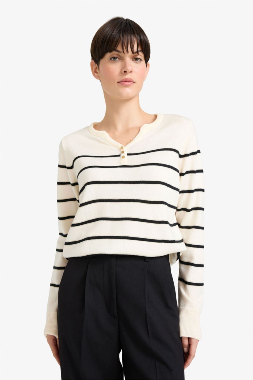 WOMAN Ecru Regular Fit Pullover