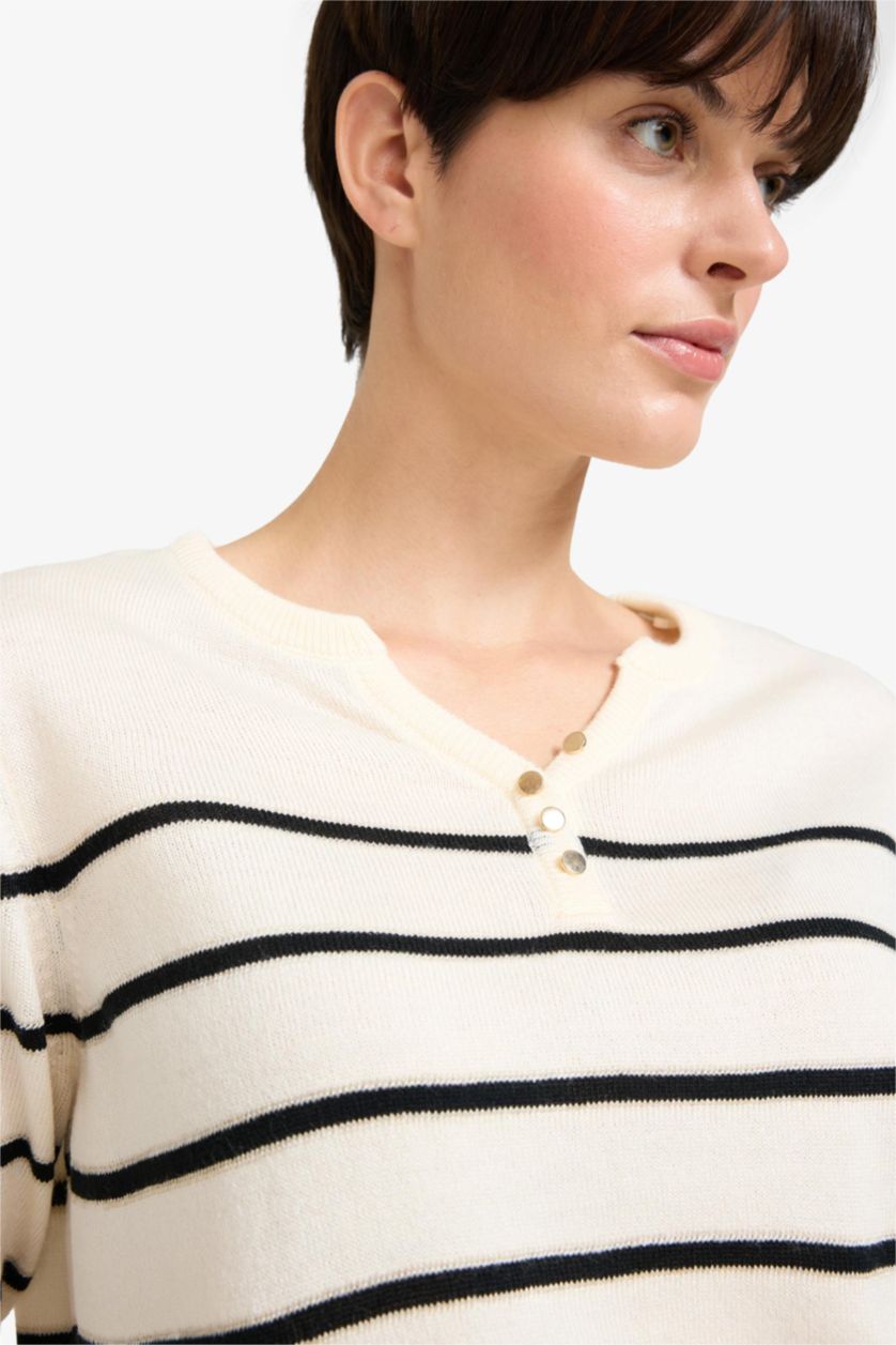 WOMAN Ecru Regular Fit Pullover