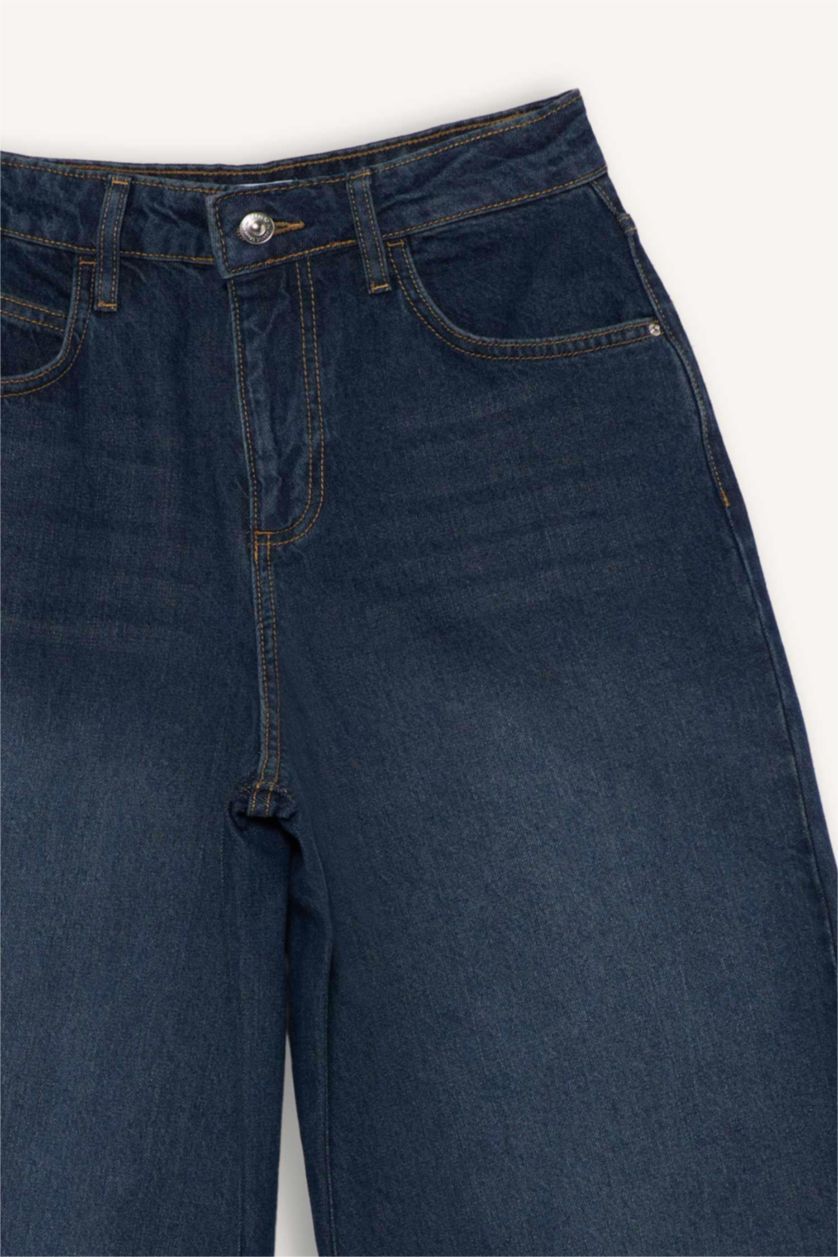 WOMAN Dark Blue Baggy Fit High Waist Long Jeans